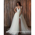 Cap Sleeve Open Back Detachable Skirt Two Piece White Lace Wedding Dresses MW2552